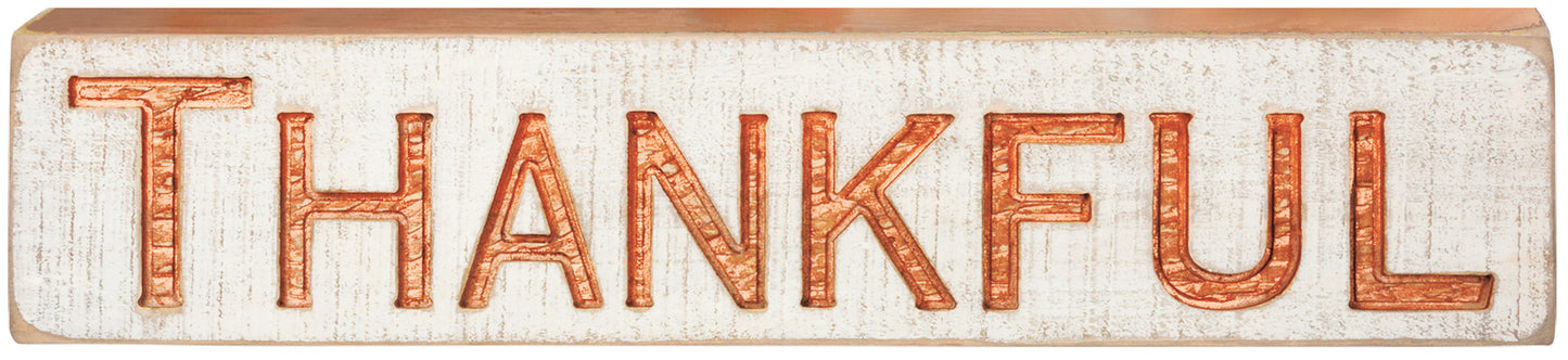 PBK Fall Autumn Decor - THANKFUL Carved Wood Mantle Sign