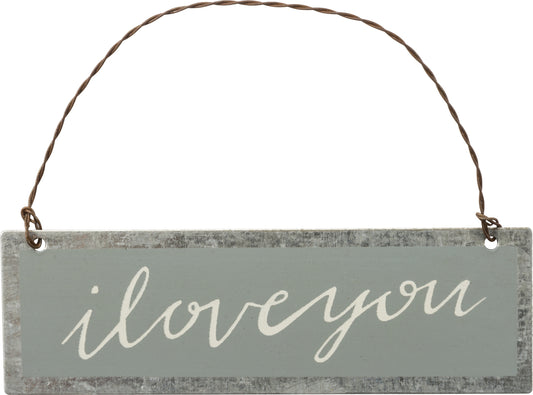 PBK Valentines Decor - I Love You Grey Gray Ornament Sign
