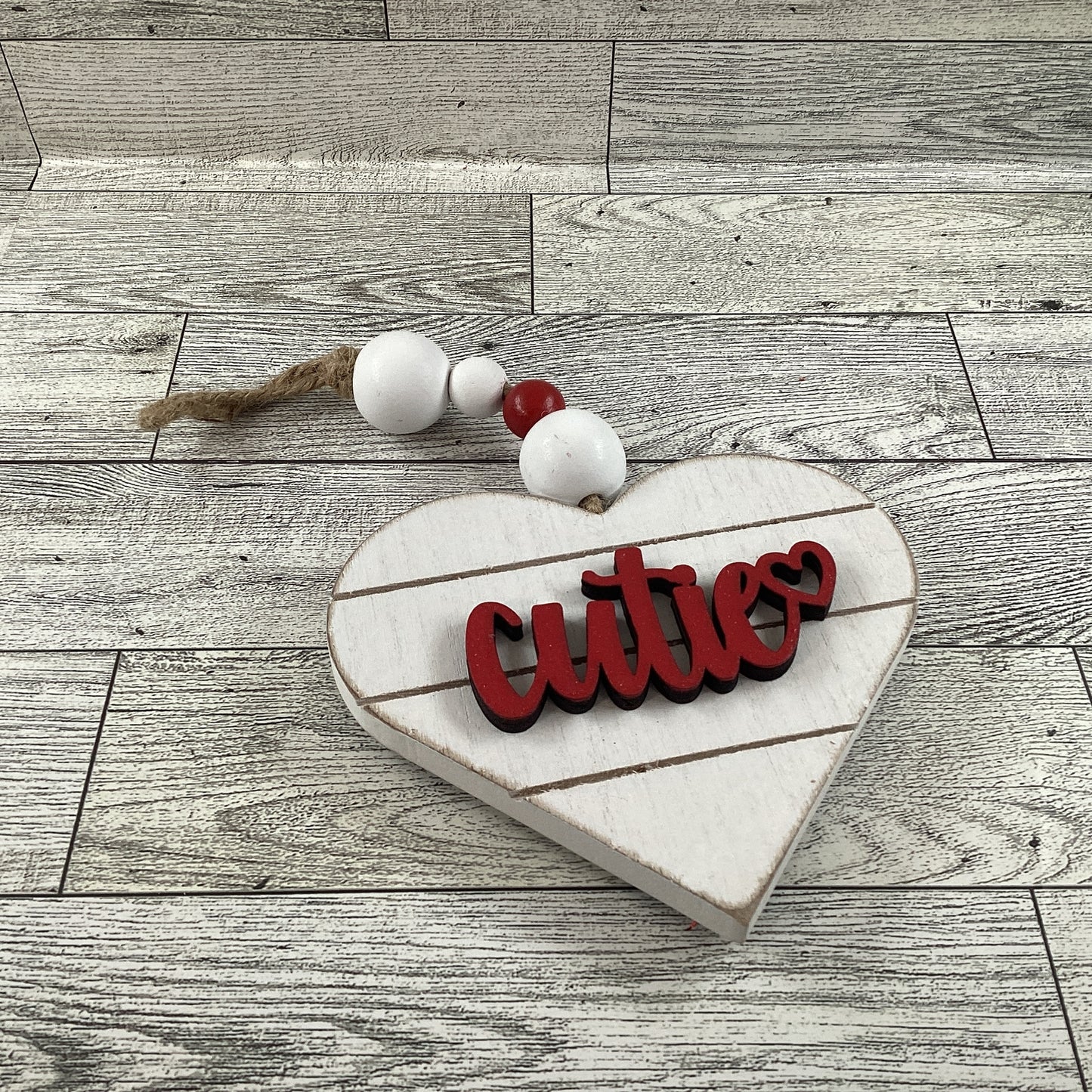 AGD Valentines Decor - Cutie Buffalo Plaid Layer Wood Ornament
