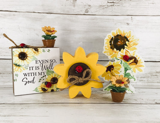 AGD Spring Decor - Summer Sunflower Lady Bug Theme Decor 5pc Set