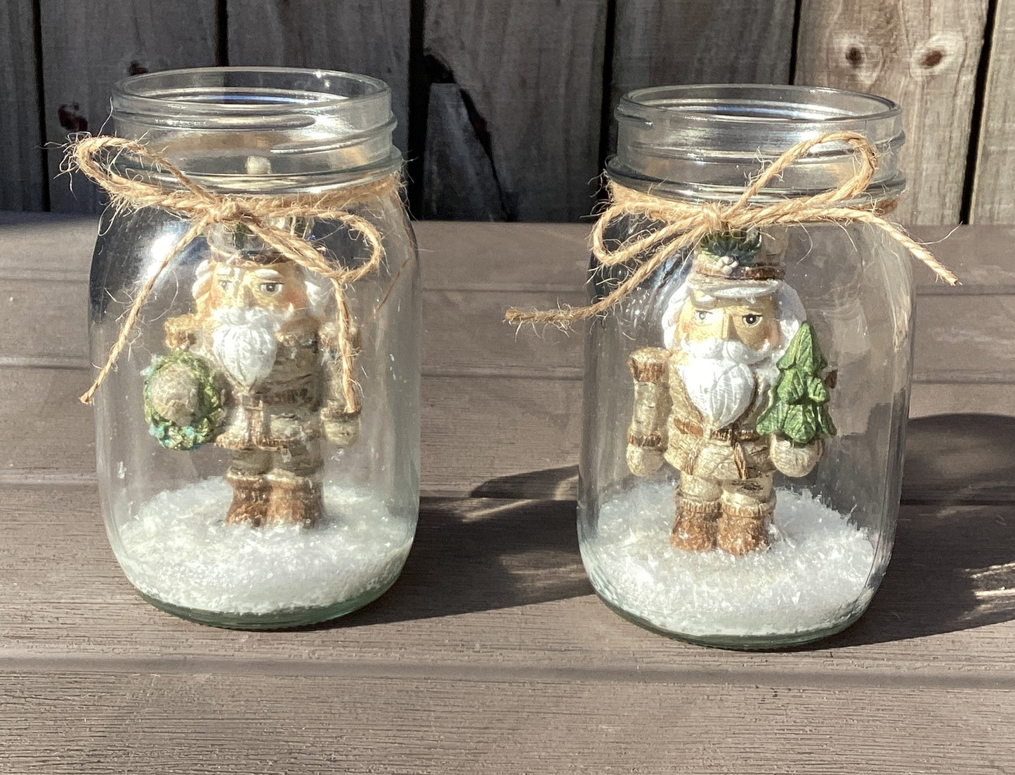 AGD Christmas Decor - Woodland Nutcracker Lighted Mason Jars 2pc