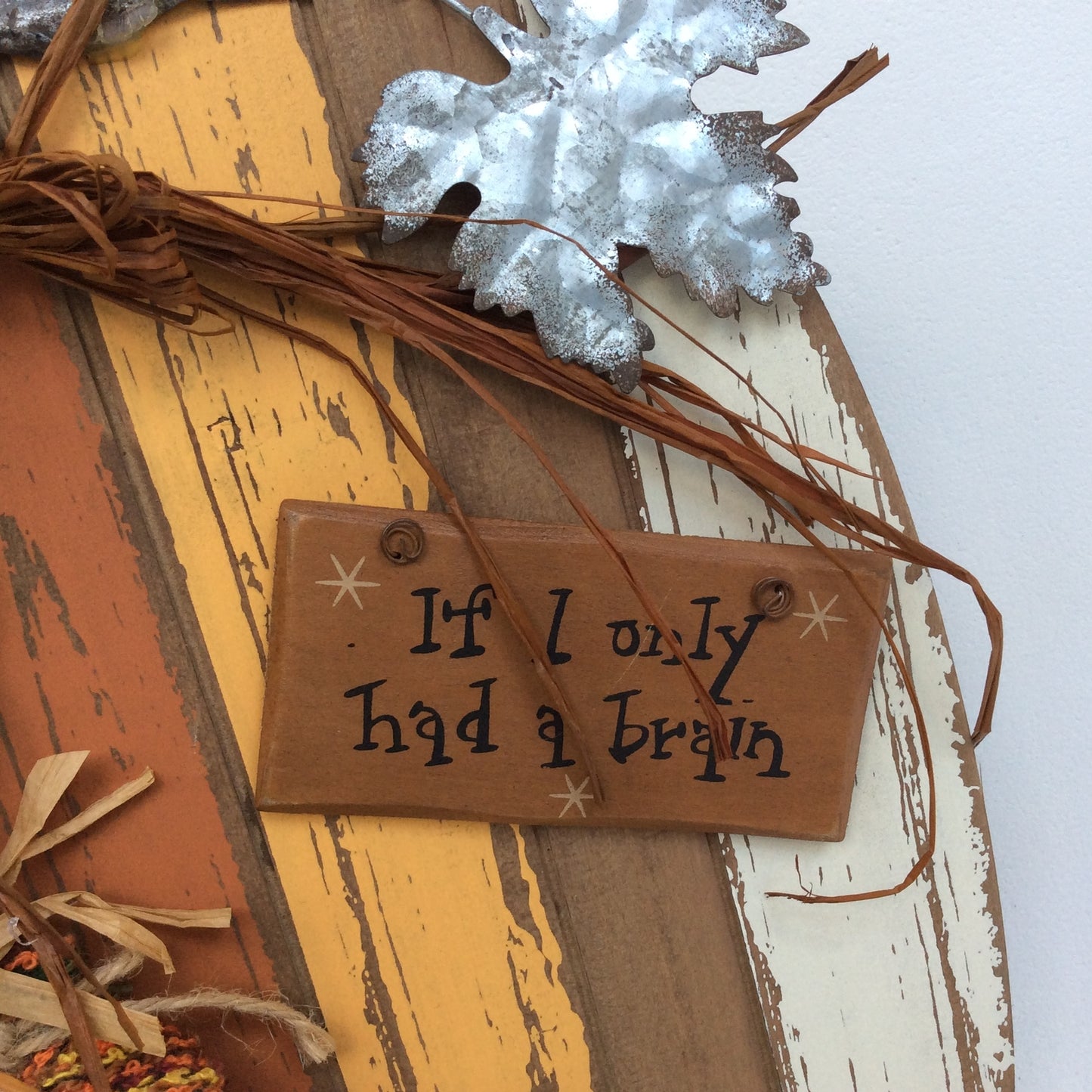 AGD Fall Decor - Scarecrow Had A Brain Tall Slat Pallet Pumpkin