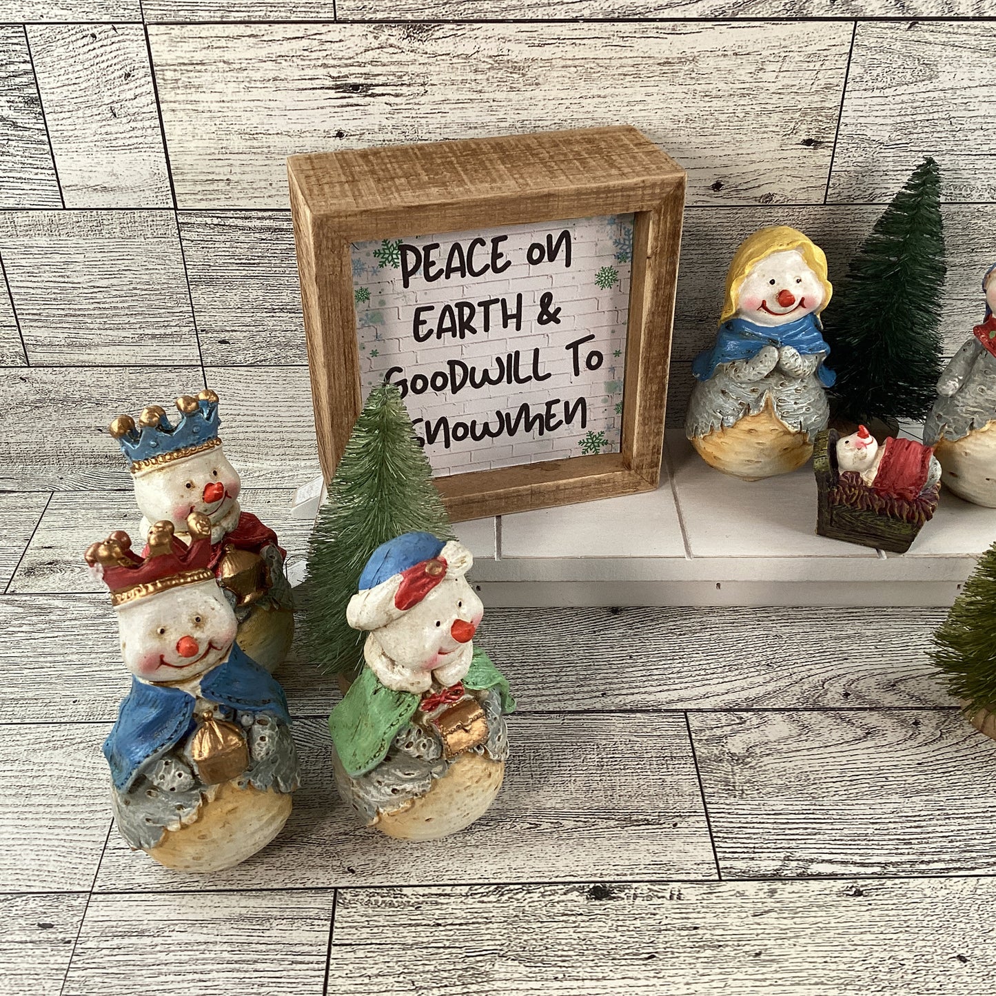 AGD Christmas Decor - Peace on Earth Goodwill Snowmen Nativity SLED Set