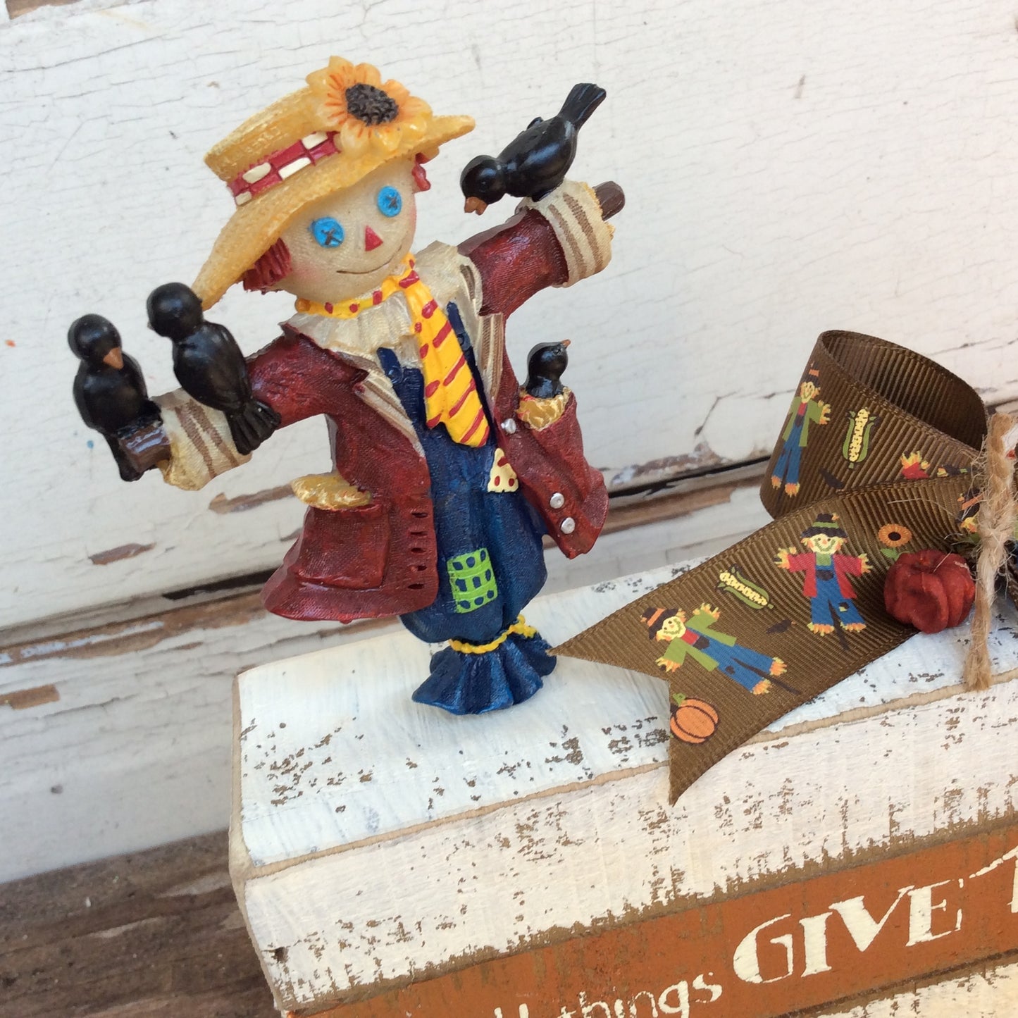 AGD Fall Decor - In All Things Give Thanks Scarecrow Box Sign