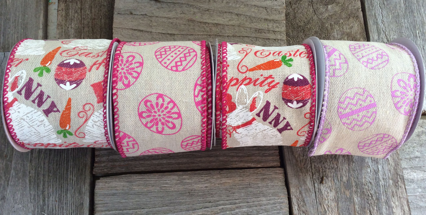 Darice Easter Decor - Easter Theme Burlap Ribbon 4 rolls