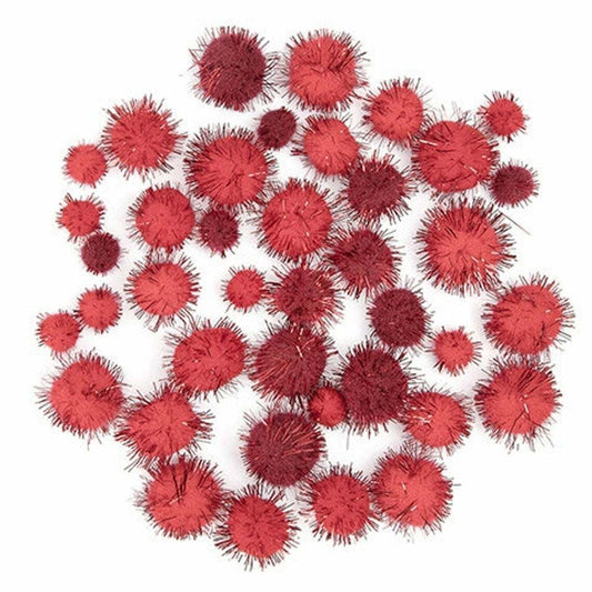 Darice Craft Supplies - Red Tinsel Pom Poms 1/2 to 1-inch 40pcs. per pack