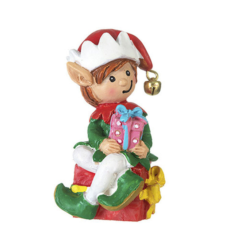 Darice Christmas Decor - Miniature Resin Elf With Presents