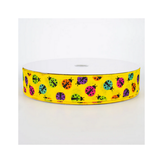 Summer Craft Supply - Ladybugs Lady Bug Canvas Ribbon 1.5-in x 50yd