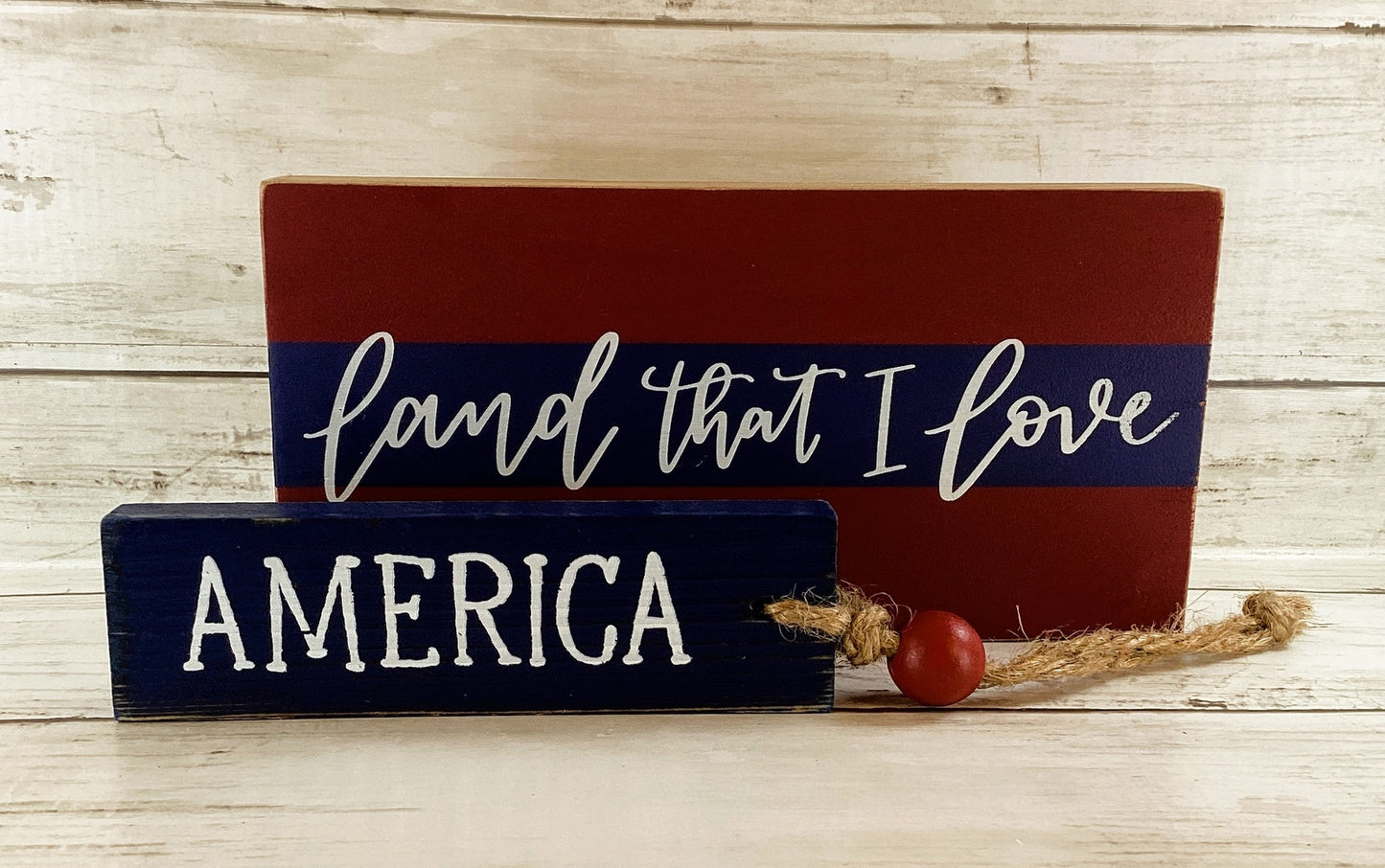 AGD Patriotic Decor - July 4th America Land That I Love Sign 2pc Set