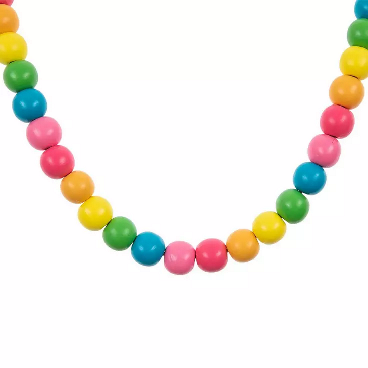 HL Easter Spring Decor - Bright Wood Bead Beaded Tassel Garland 6ft