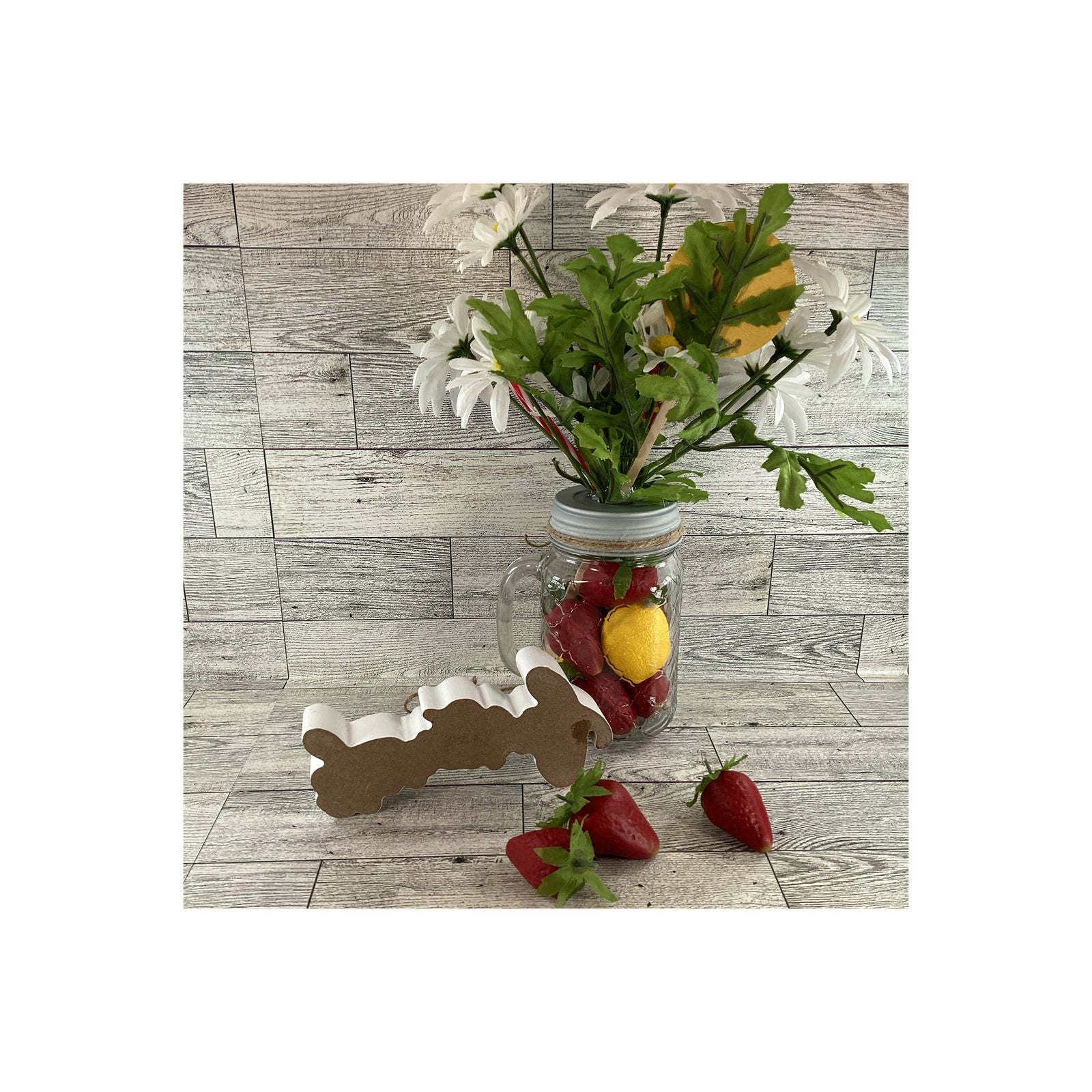 AGD  Summer Decor - Sweet Life Strawberry Lemonade Glass Daisy Decor 2pc