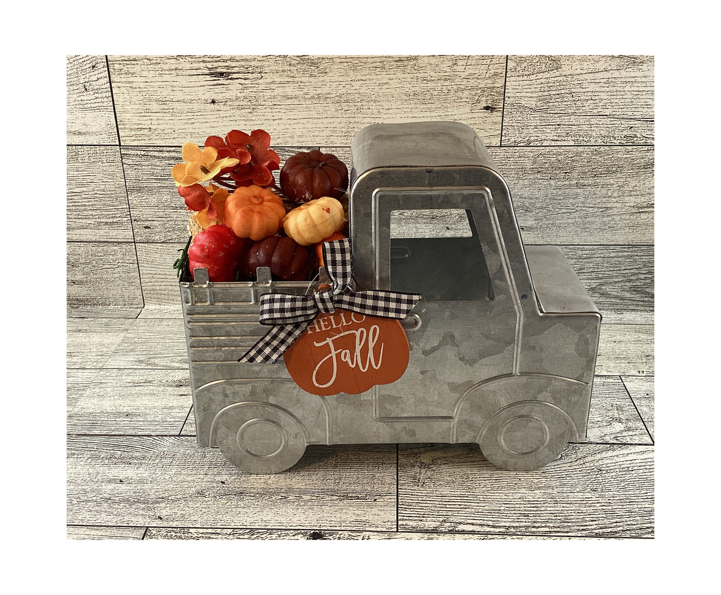 AGD Fall Decor - Pumpkin Filled Metal Truck Rolling Pin Crow 3pc