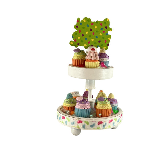 AGD Easter Decor - Small Miniature Cupcake Tier Tray Display