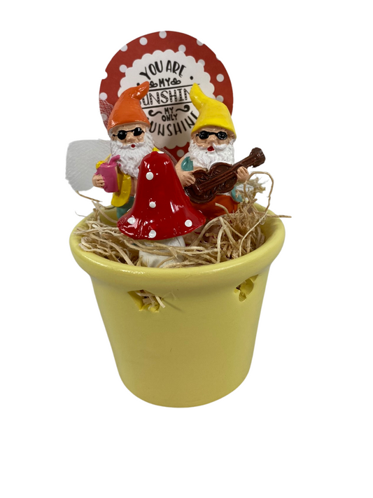 AGD Summer Decor - Miniature You Are My Sunshine Gnomes Ceramic Jar