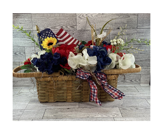 AGD Patriotic Decor - July 4th Primitive Basket Floral Display