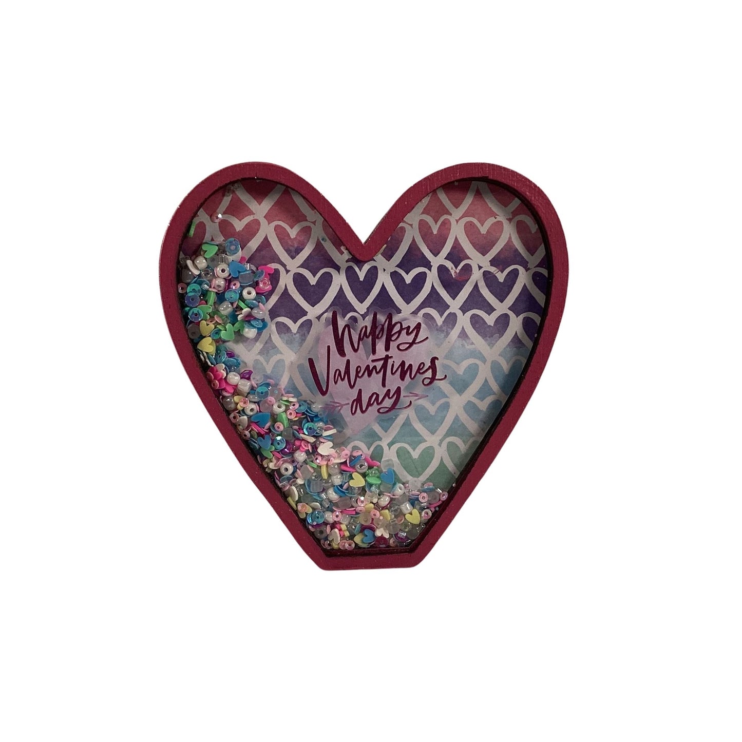 AGD  Valentines Decor - Heart Shaped Happy Day Chunky Wood Shaker