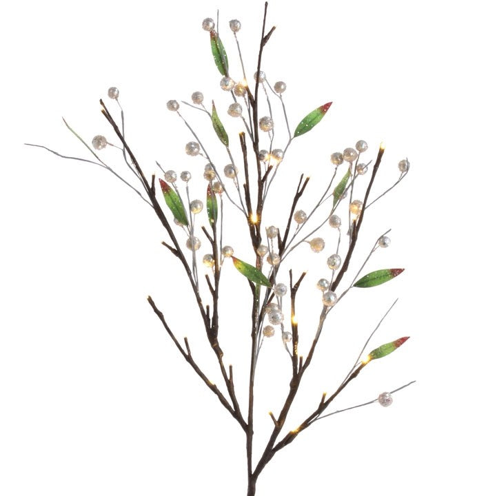 RAZ Imports Floral Decor Stem - LED Lighted Twig Branch White Berries 3pc Set