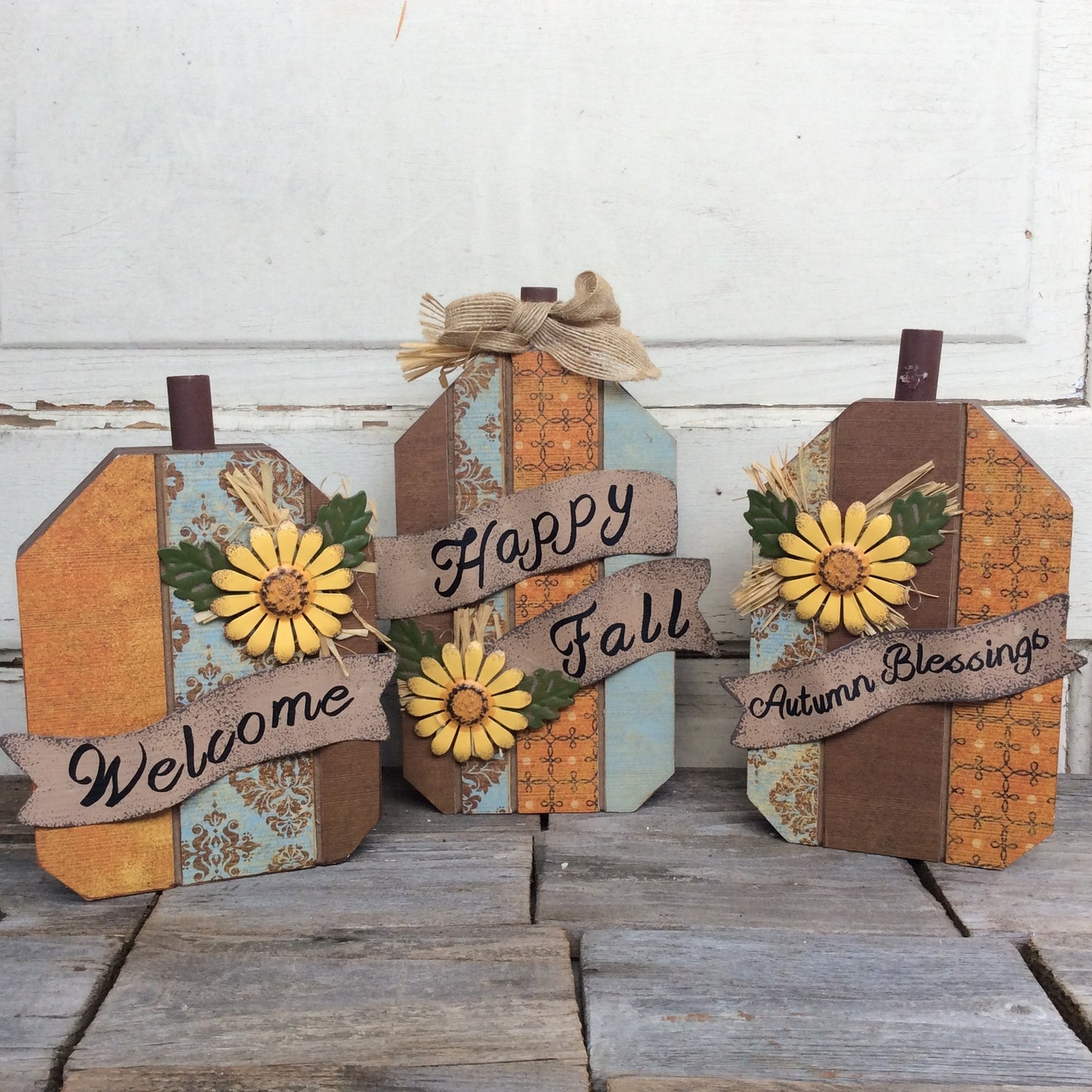AGD Fall Decor - Welcome Pumpkins and Birds 4pc Bundle Set