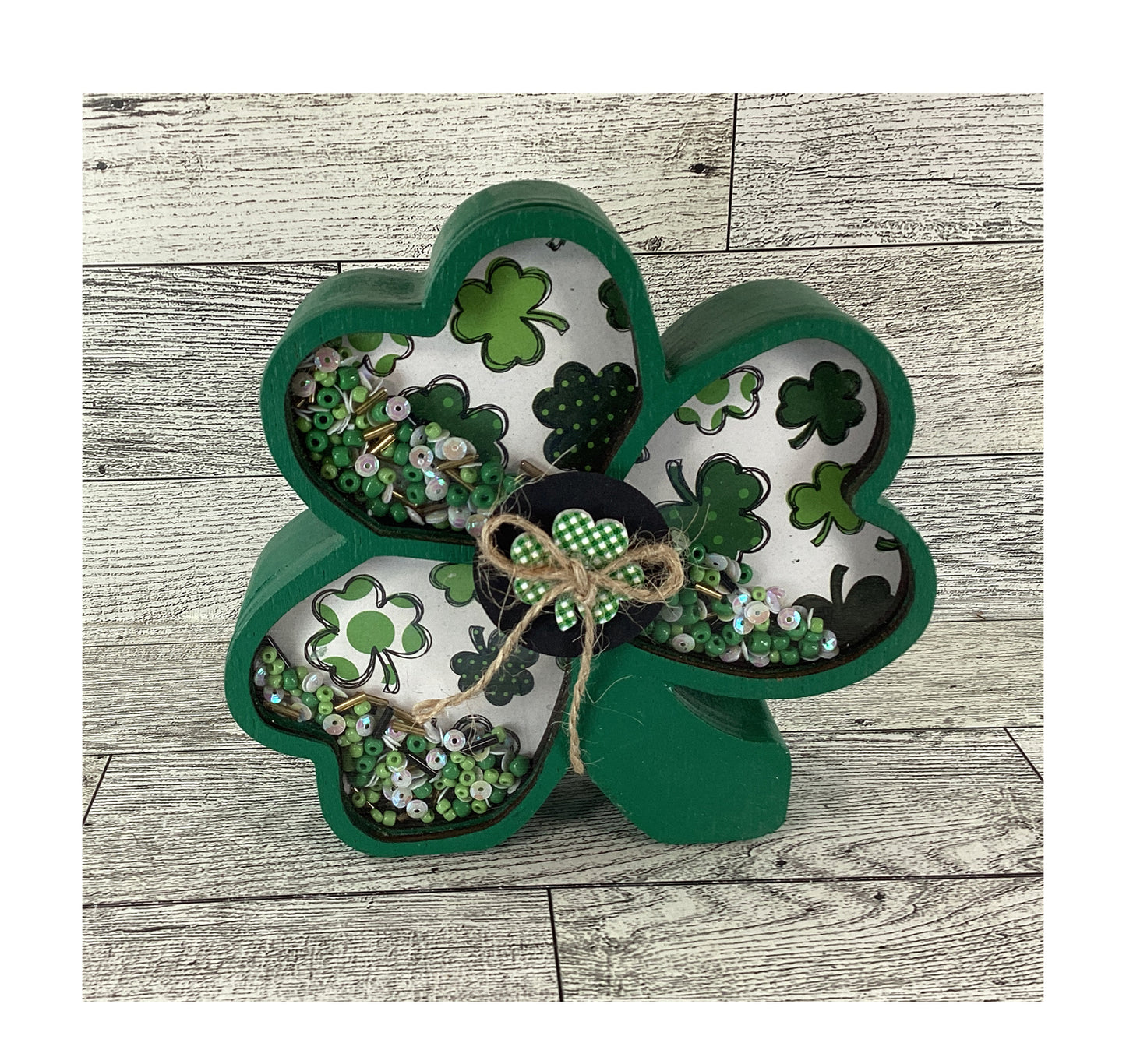 AGD Saint Patrick Decor - Irish Shamrock Chunky Wood Shaker Sitter