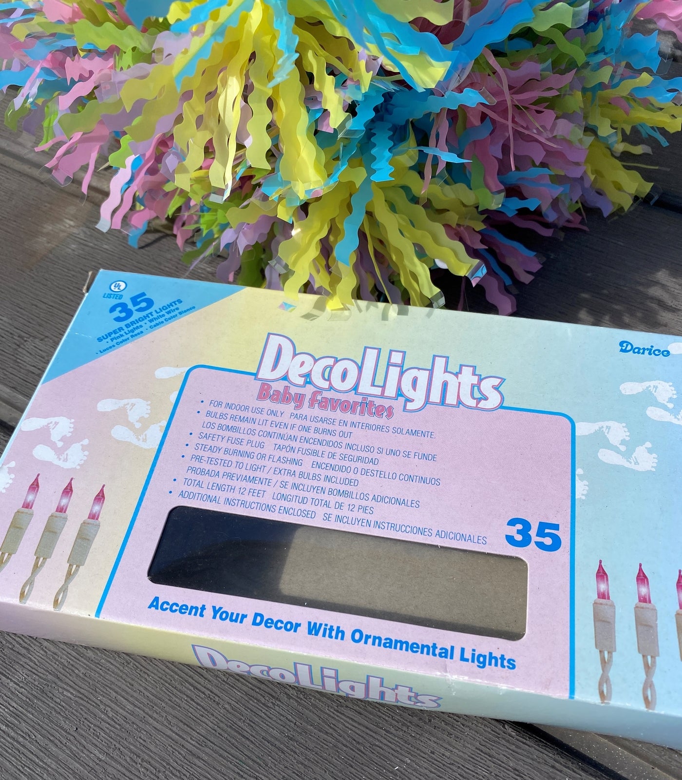 AGD Easter Spring Decor - Lighted Pink Yellow Green Blue Tinsel Garland 10ft