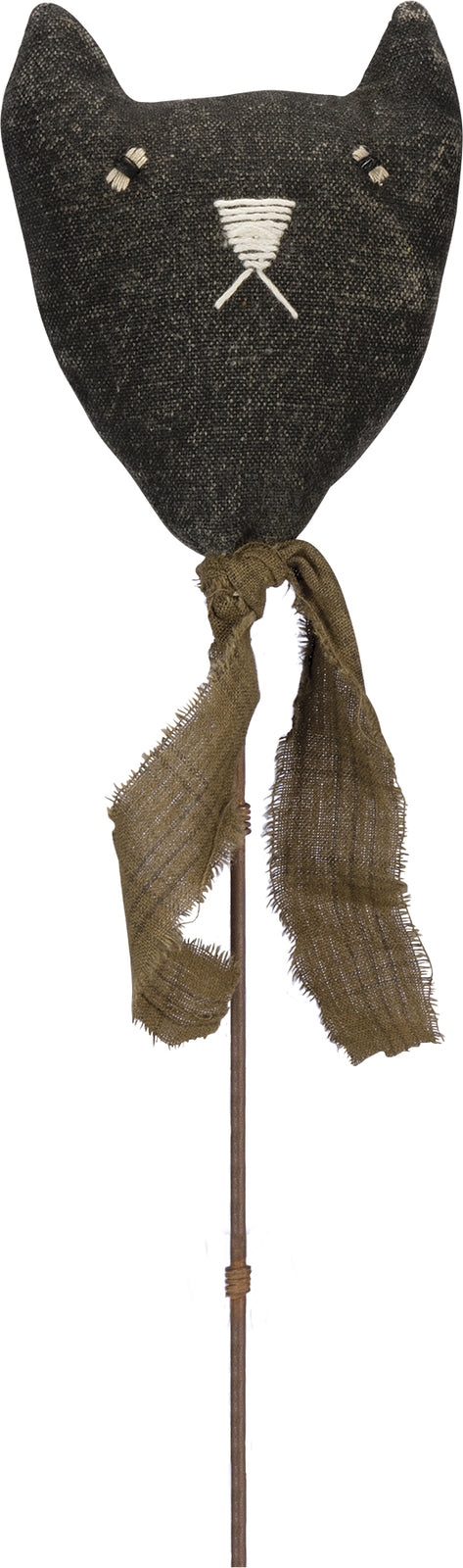 PBK Halloween Decor - Prim Fabric Black Cat Head Pick