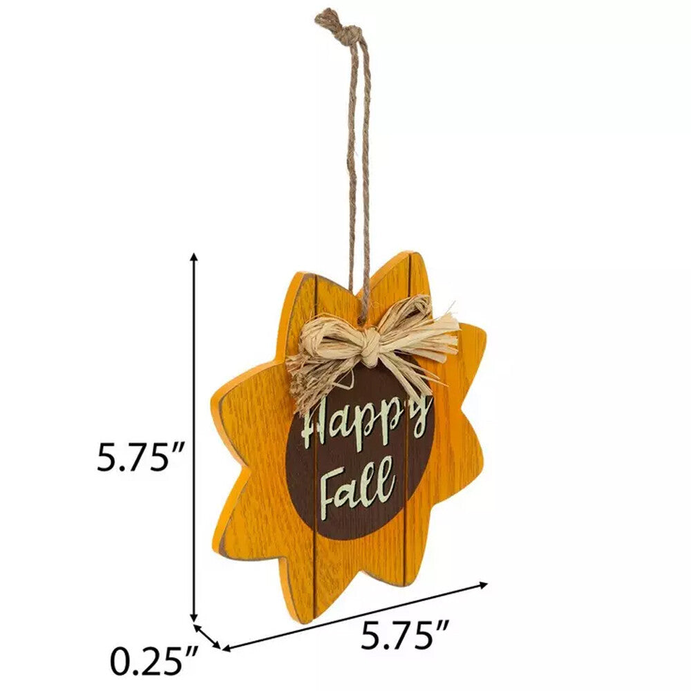 HL HL Fall Decor - Happy Fall Sunflower Wood Ornaments 2pc