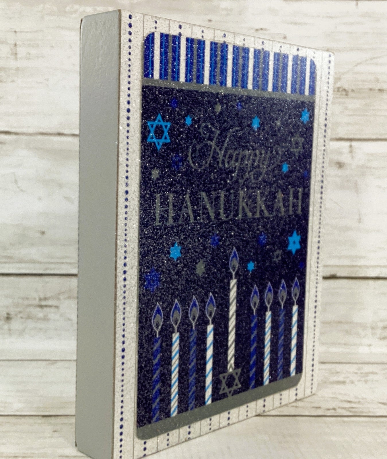 AGD Jewish Decor - Happy Hanukkah Festival Lights Shalom Block Sign