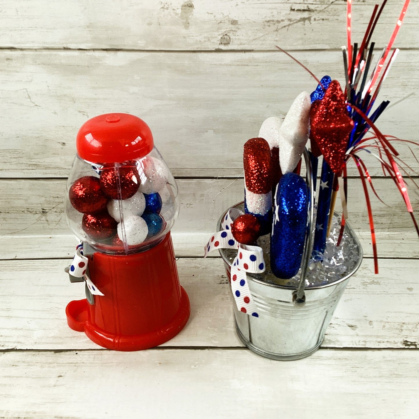 AGD Patriotic Decor - Gumball Machine Faux Ice Cream Tier Tray Display 2pc
