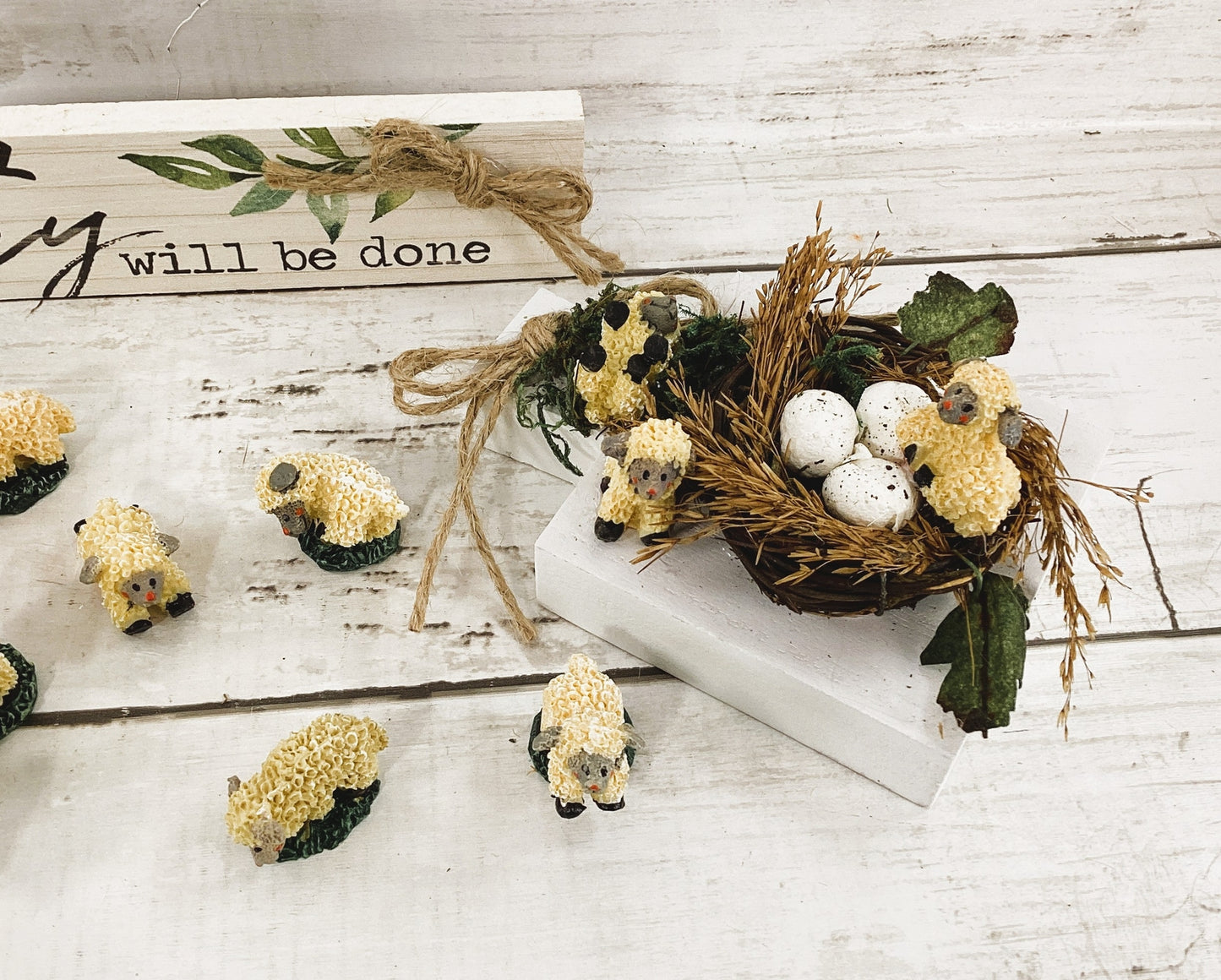 AGD Easter Decor - Thy Will Be Done Nest Lamb Egg Display