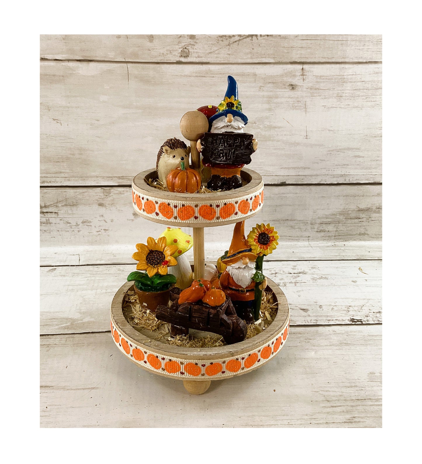 AGD Fall Decor - Autumn Harvest Small Miniature Fairy Tier Tray