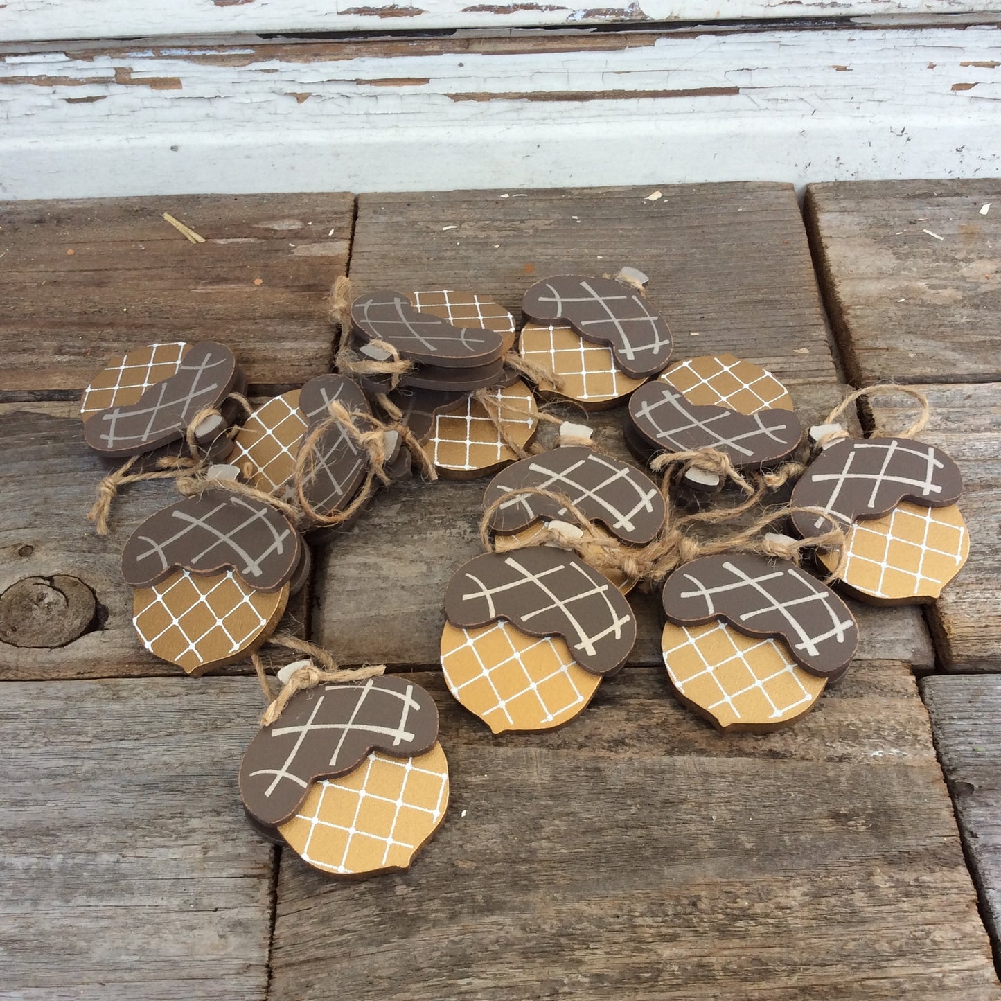 AGD Fall Decor - Wood Acorn Ornaments 12pc