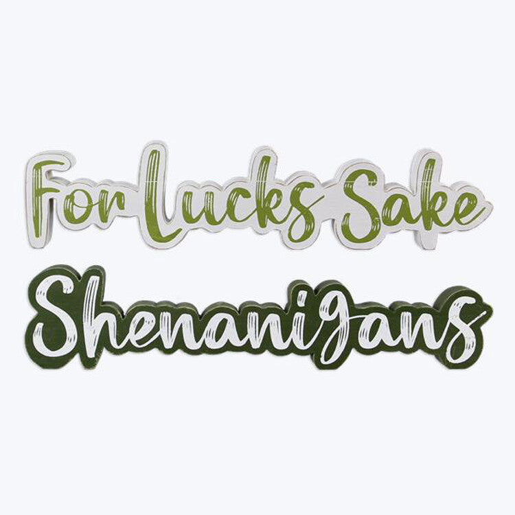 Youngs St. Patricks Day Decor - Shenanigans Chunky Cut Out Words 2pc Set