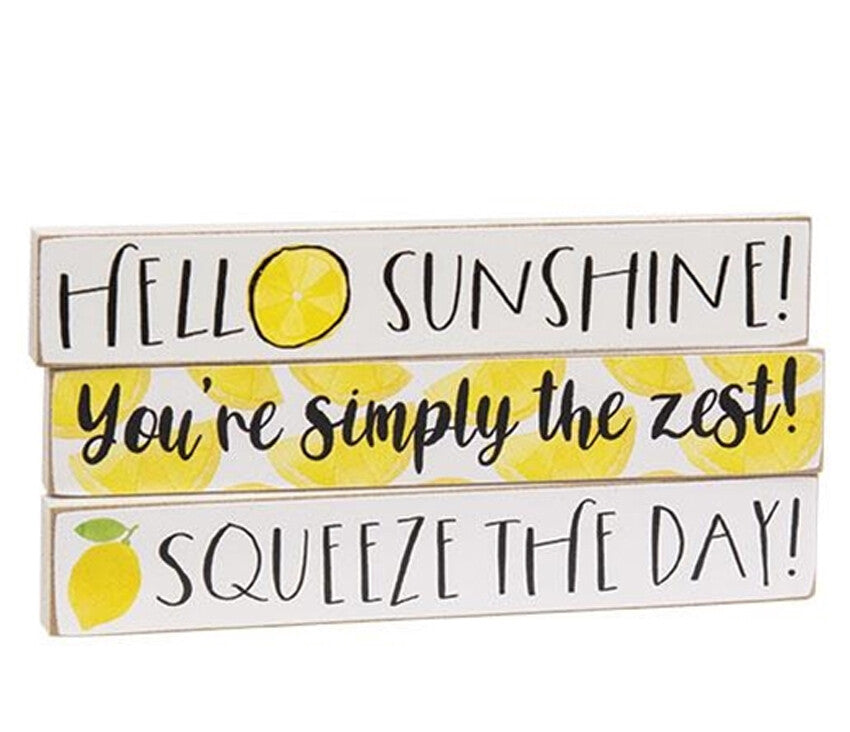 CWI Summer Decor - Lemon Sunshine Mini Stick Signs 3pc Set