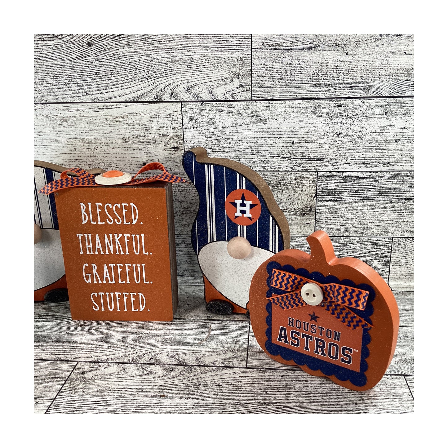 AGD Fall Decor -  Fall Baseball Gnomes Pumpkins Sign 5pc Set