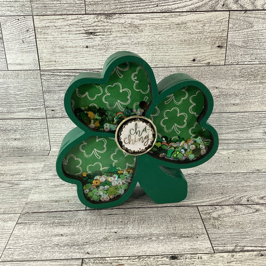 AGD Saint Patrick Decor - Irish Shamrock Chunky Wood Shaker Sitter