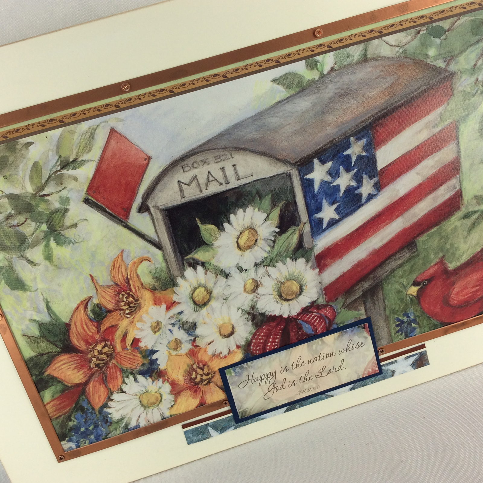 AGD Patriotic Decor - Happy Nation Psalm 33:12 Garden Mail Box Sign