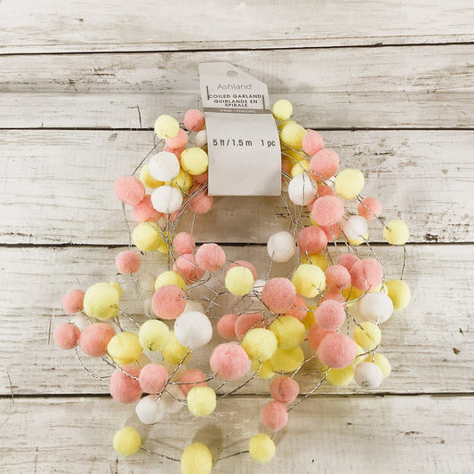 Michaels Easter Craft Supply - Pastel Pop Pom Wire Garland 5ft