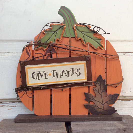 AG Designs Fall Decor - Wood Pallet Pumpkin Give Thanks #16FAL01