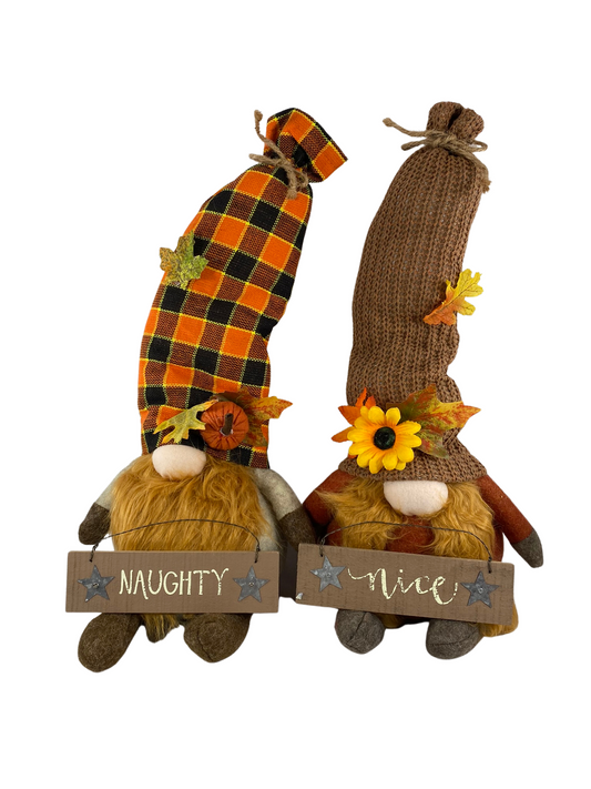 AGD Fall Decor - Naughty Nice Autumn Plush Large Gnomes 18-inch 2pc Set