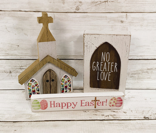 CP Easter Decor - Resurrection Scene No Greater Love Church 3pc Set