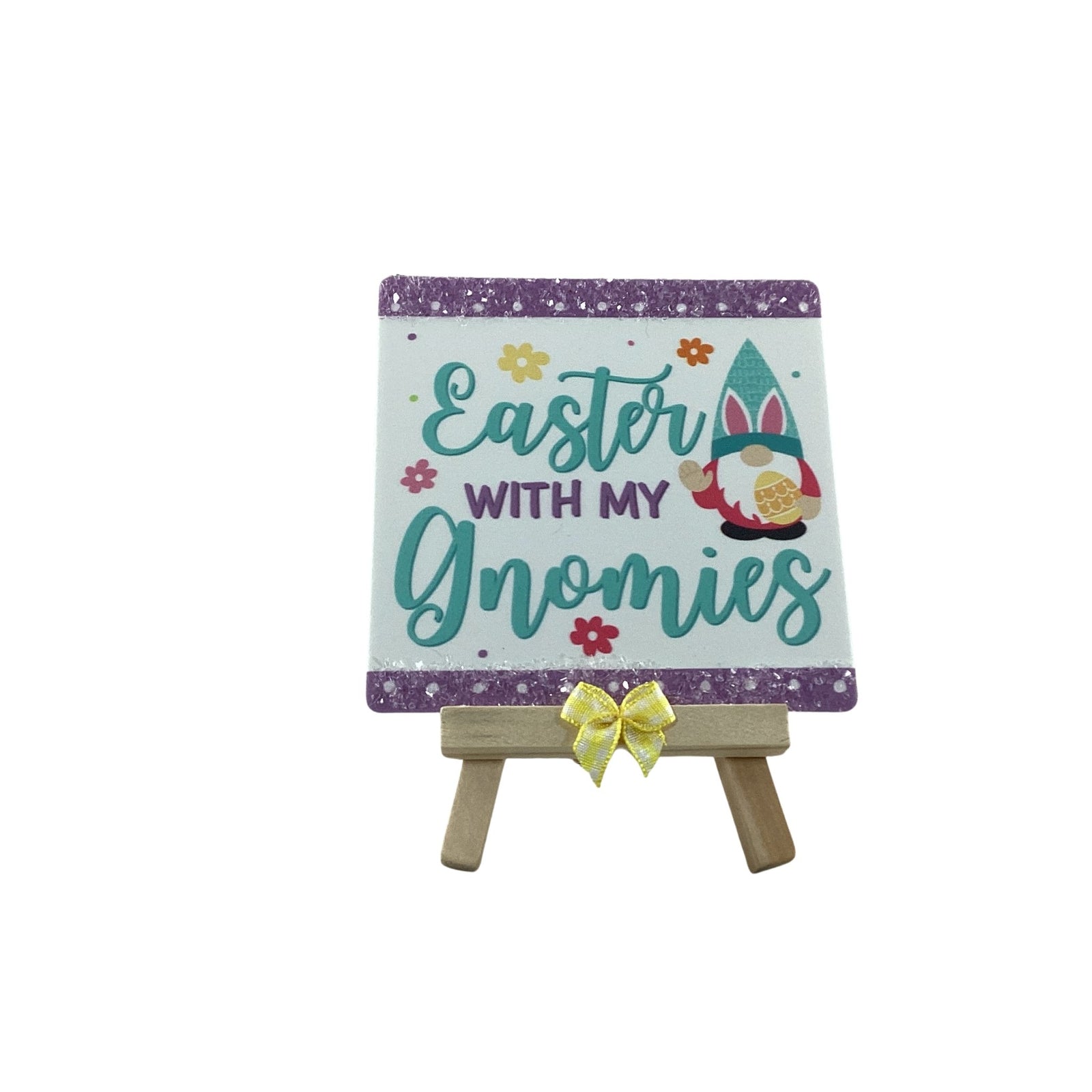 AGD Easter Decor - Resin Gnome Glitter Bunny Rabbit Tier Tray 4pc Set (D)