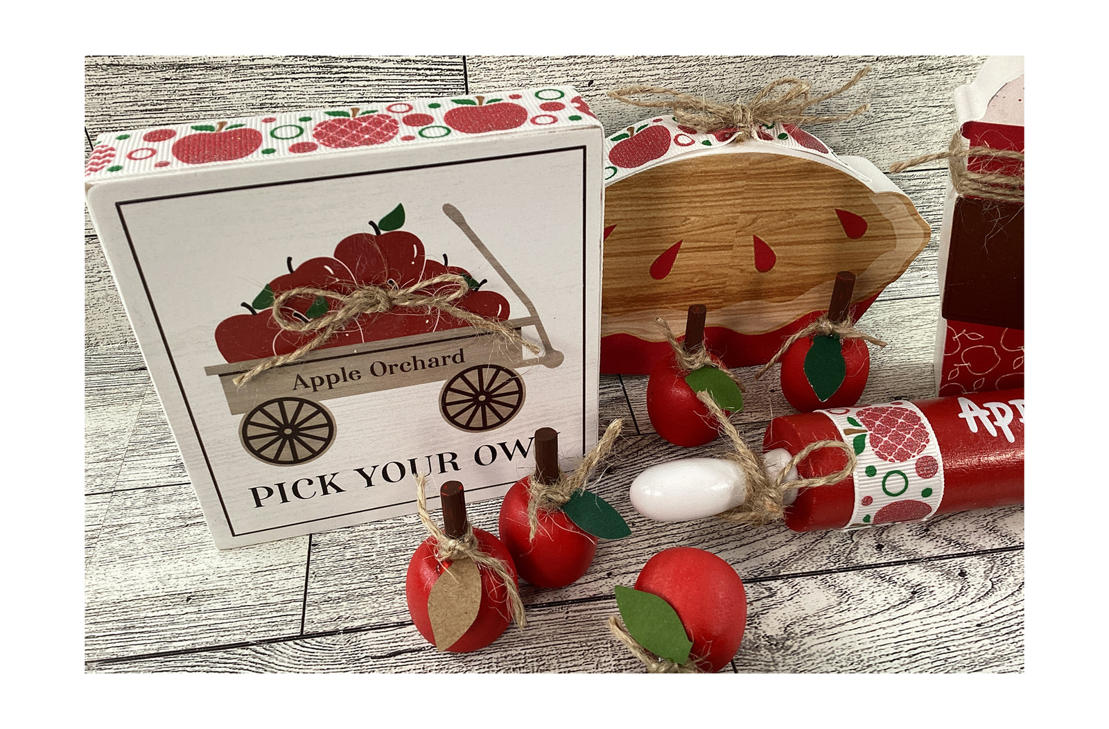 AGD Fall Decor - Chunky Apple Pie Cider Wagon Sign Tier Tray 4pc Set