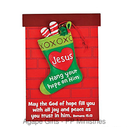 FE-OTC Christmas Religious Ornament - Hang Your Hope on Jesus Stocking
