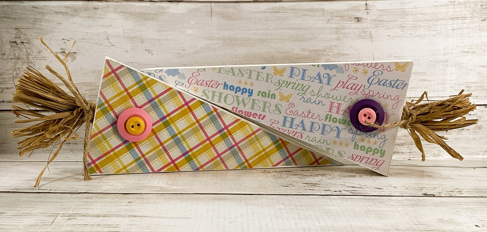 AGD Easter Decor - Spring Plaid Reversible Wood Carrot Runny Rabbit 4pc Set