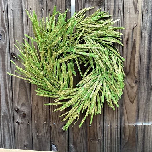 Adams Craft Supply - Green Gold-Glitter Twisted Grass Wreath 22inch 2pc