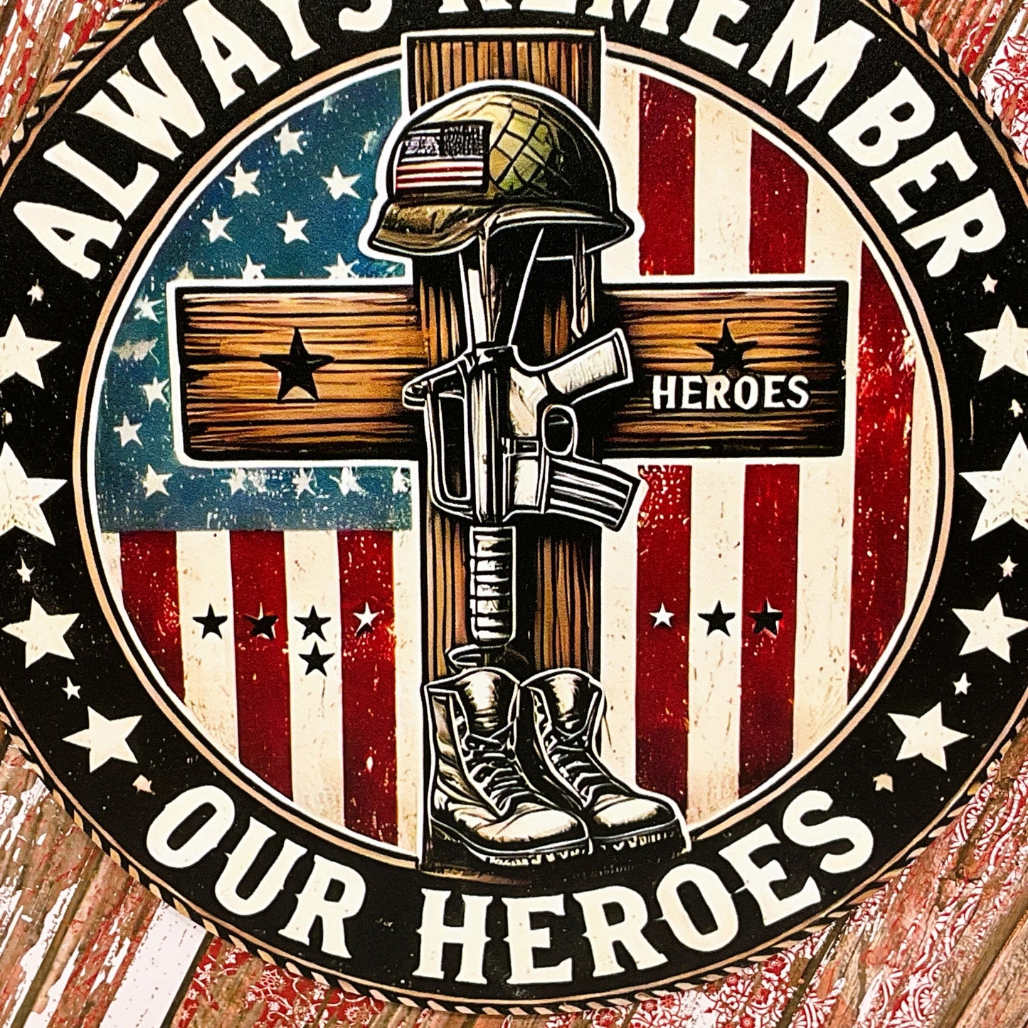 AGD Patriotic Decor - Memorial Veteran Day Hero Box Sign