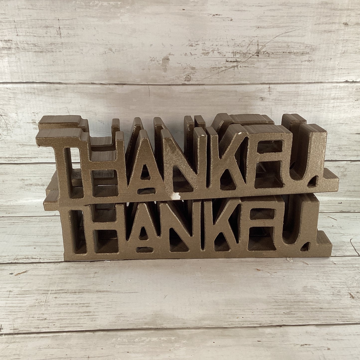 Fall Craft Supply - Wood Chunky Thankful Word Die Cut Tabletop Sitter