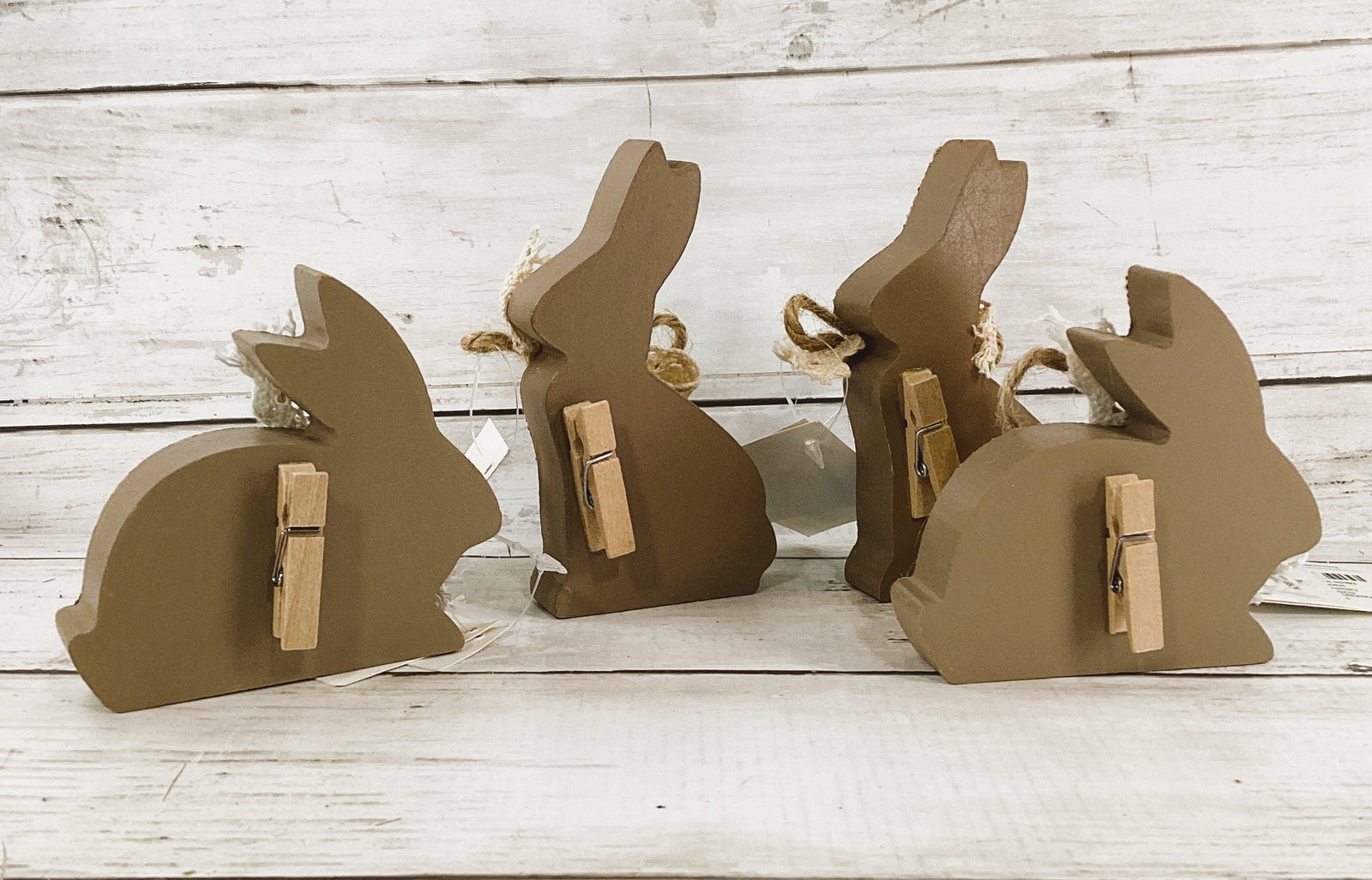 HL Easter Decor - Bunny Rabbit Wood Table Name Place Holder 4pc Set