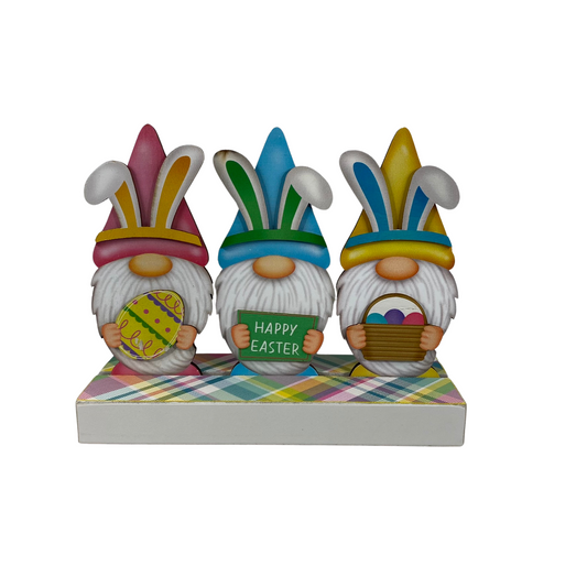 AGD Easter Decor - Happy Easter Wood Gnomes Display