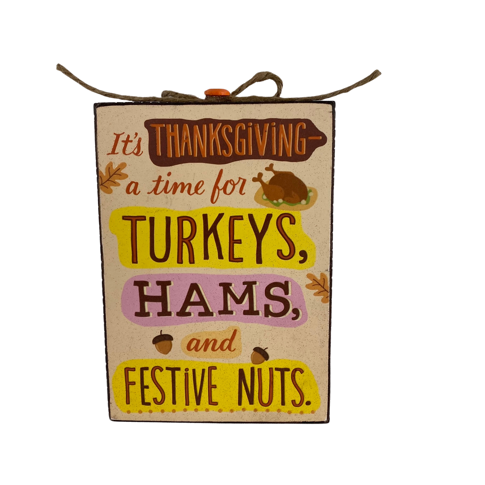 AGD Fall Decor - Chunky Acorn Turkey and Family Nuts Block Sign 3pc Set